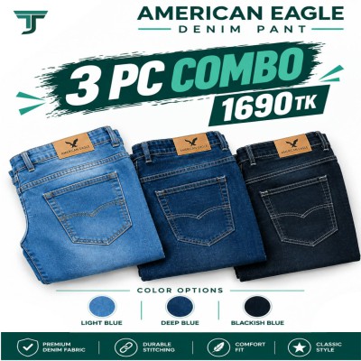 American Eagle – 3 Piece Combo – Light Blue, Deep Blue & Blackish Blue