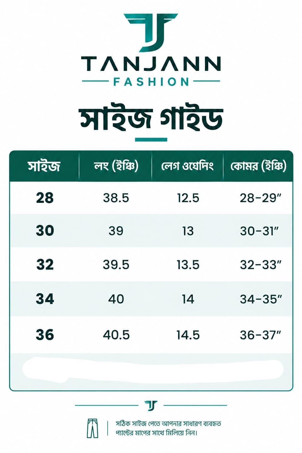 Size chart for American Eagle – 3 Piece Combo – Light Blue, Deep Blue & Blackish Blue